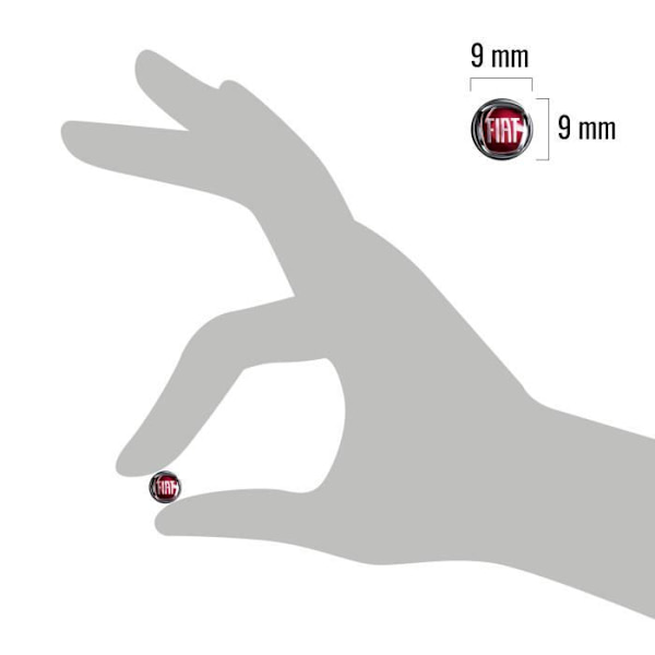 3D-dekal - Fiat - Officiell logotyp - Diameter 9 mm - 4 delar - Polyuretanharts