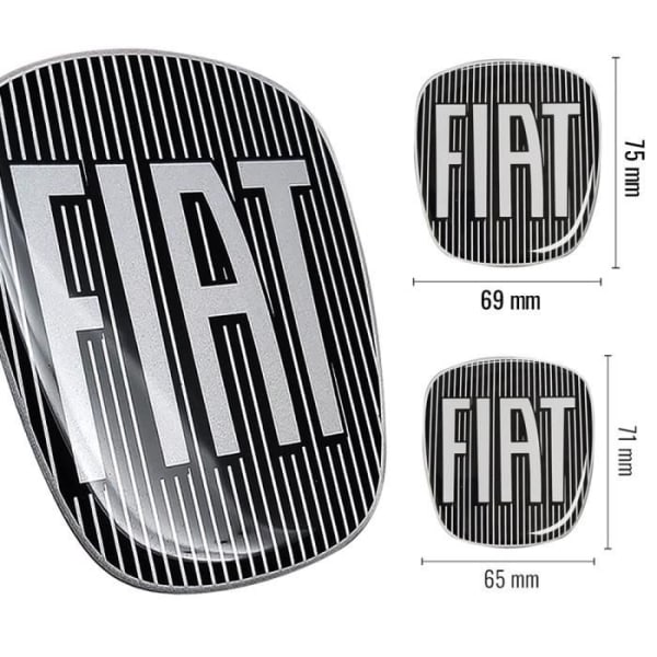 Fiat 3D Replacement Black Logo Sticker för Bravo, fram och bak