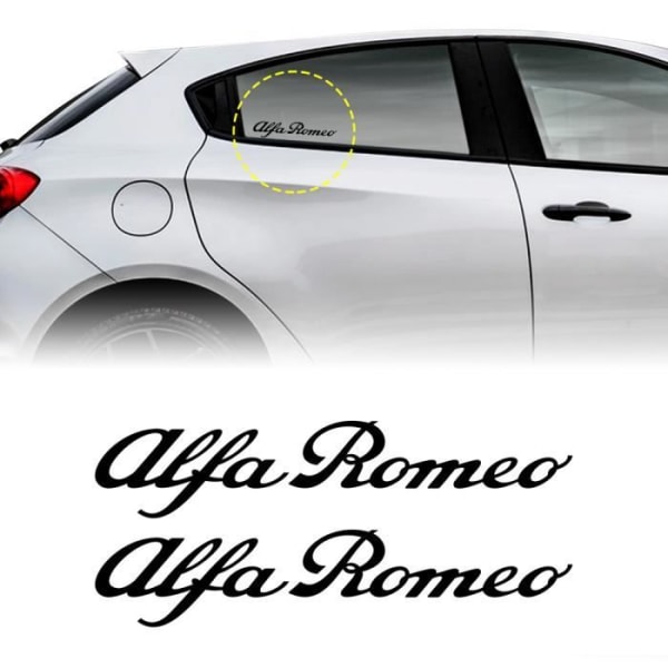 Alfa Romeo-klistermärken för fönster eller kaross, svart, 13 cm, 2 st