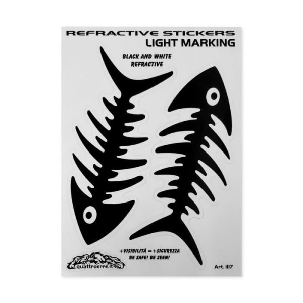Autocollant - 3M - Fiskekant - Reflekterende - 10 x 12 cm - Sort