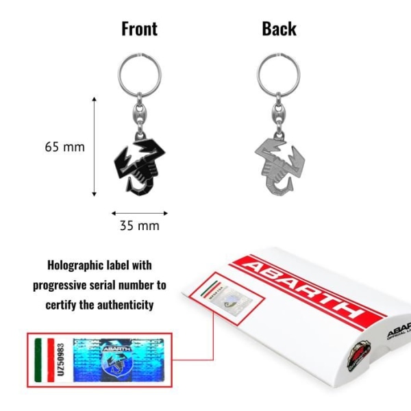 Officiel Abarth Scorpione metal nøglering sort