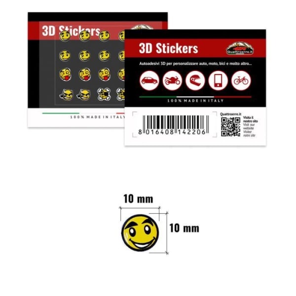3D Smile Emoticon Stickers, 16 delar, 10 x 10 mm