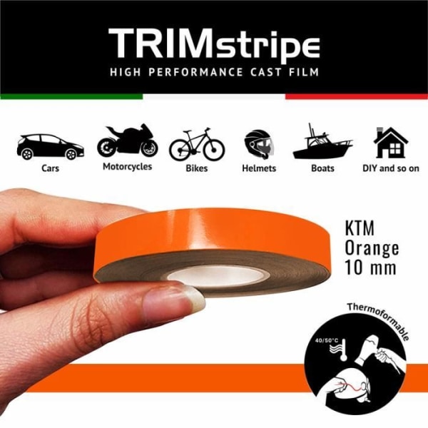 Trim Stripes självhäftande remsor för bilar, orange KTM, 10 mm x 10 mt