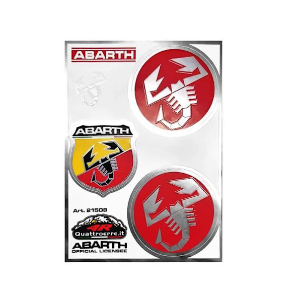 Officielt Abarth-klistermærke, 1 logomærke, 2 skorpioner, bord 94 x 131 mm