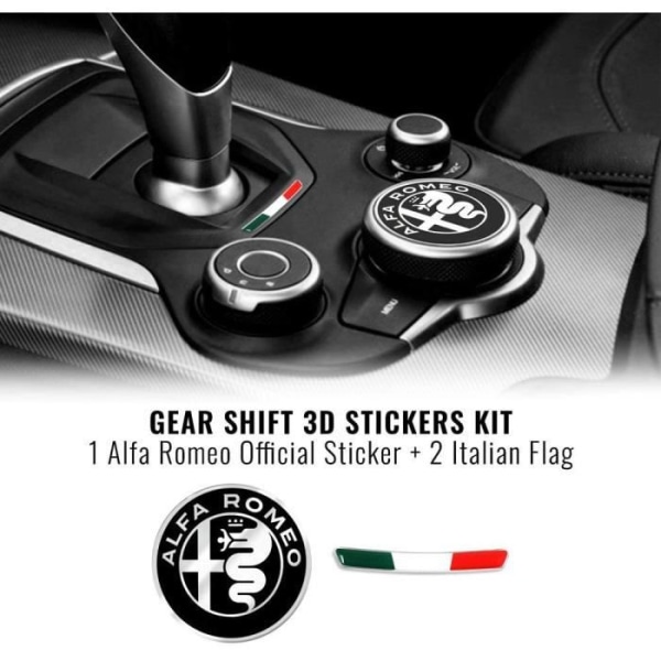 Sticker Kit - Alfa Romeo - Giulia Stelvio - 2 Italien flagga klistermärken - 1 officiell klistermärke - 51 mm