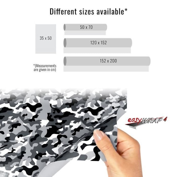 Självhäftande omslagsfilm - 3M - Grå kamouflage - 35 x 50 cm - Reptålig - Lätt att applicera
