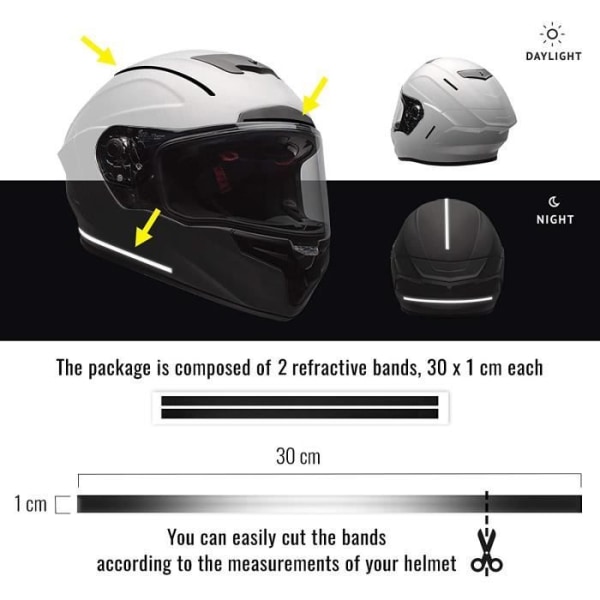 Reflekterande Tejpbitar - Ej specificerat - 1 x 30 cm - 2 Bit - Svart - Motorcykelsäkerhet