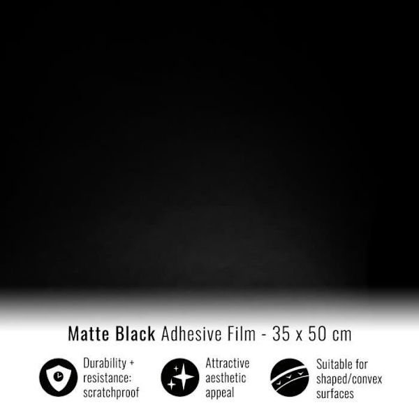 Film Adhésif Inwrap - Lätt Inpaketering - Svart Opaque - 35 x 50 cm - Repellerande mot repor - Flerbruks Opak svart