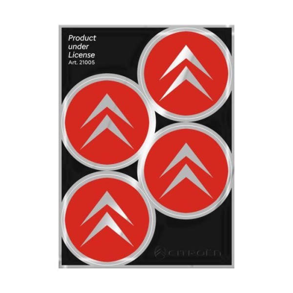cHjulnavkapselklistermärken för Citroën Old Official 4 Logos 48 mm, Röd