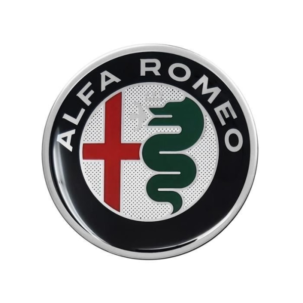 3D-klistermærke - Alfa Romeo - Logo - 65 mm - Fleksibel - Glansfuld - Ægte