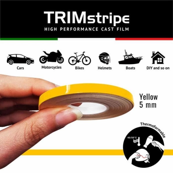 Trim Stripes Klæbestrimler til biler, gule, 5 mm x 10 mt