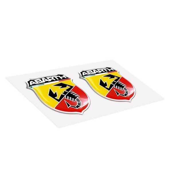 Abarth Official 3D Sticker, 2 Logo Badges, 30 mm