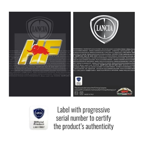 3D Lancia Official HF Logo-mærkat, 60 x 35 mm