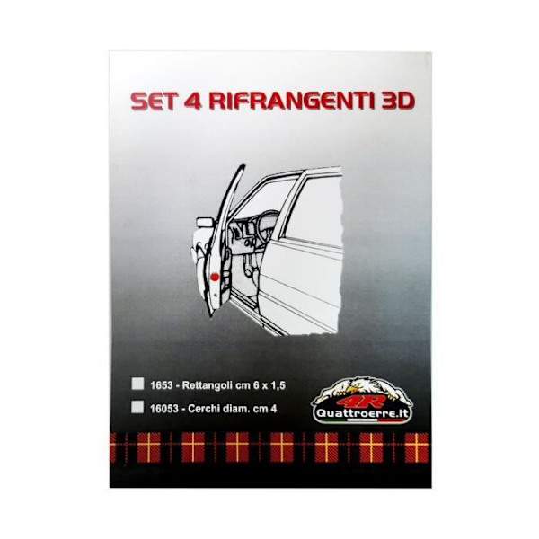 3D rektangelbrytningslim, röd, 4 stycken, 6 x 1,5 cm