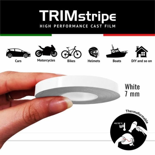 Trim Stripes självhäftande remsor för bilar, vit, 7 mm x 10 mt