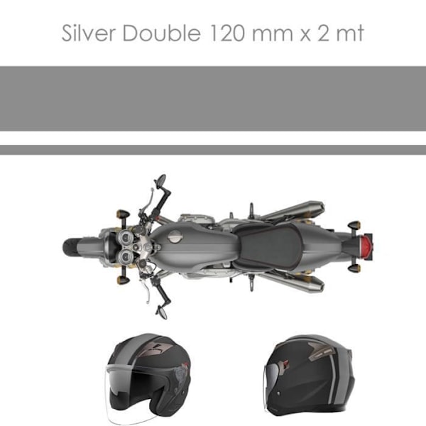 Racing selvklæbende tape til motorcykler, dobbelt, sølv, 120 mm x 2 mt Pengar