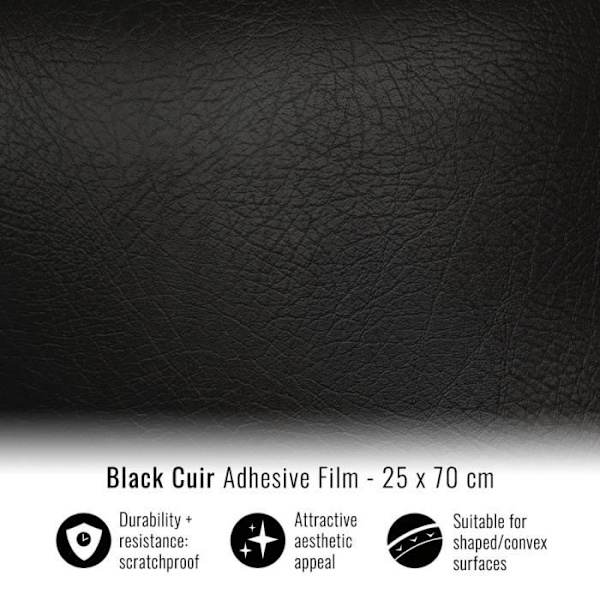 Film adhesiv för inpackning - Svart läder - 25 x 70 cm - Repfria - Lätt att applicera - Bil