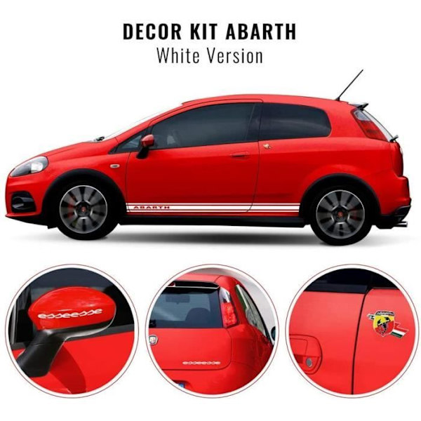 Dekorationssats - Abarth - Punto - Vit - Abarth bokstäver - 3D-dekal