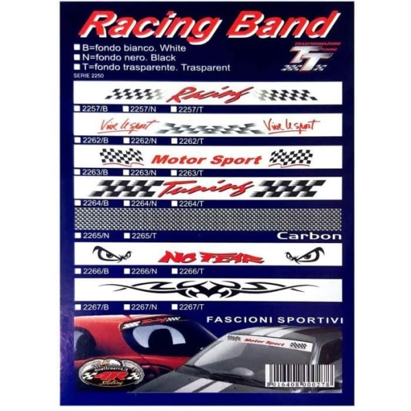 Racing Sunshade Strip til bilforrude, 12 x 120 cm, Hvid