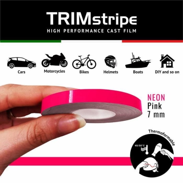 Självhäftande remsor - Trimband - Fluo Fuchsia - 7 mm x 10 mt - Termoformbar - Väderbeständig Neon Fuchsia
