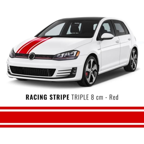 Stripes Triple självhäftande remsor för bil, röd, 8 cm x 5 mt