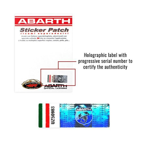 Abarth Official selvklæbende plaster, Scorpion Black, 70 x 80 mm