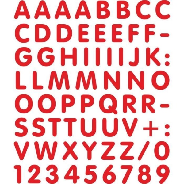 Runda självhäftande bokstäver och siffror, röd, bräda 14 x 16 cm
