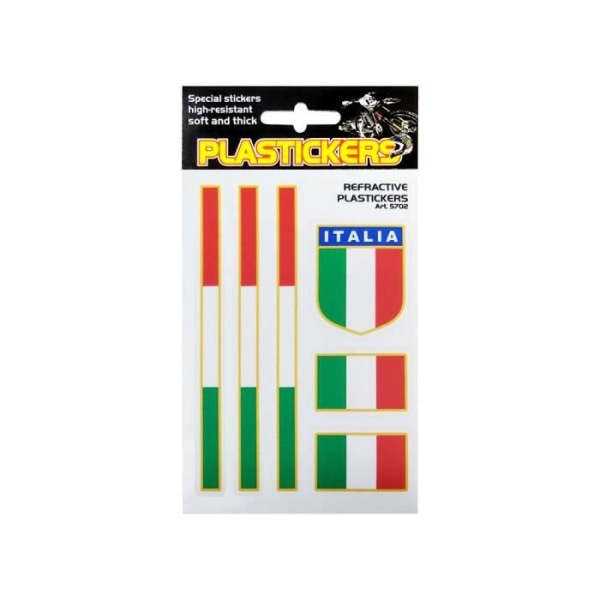 Reflekterande klistermärken för plast, Italien sköldflagga, bräda 13 x 9,5 cm