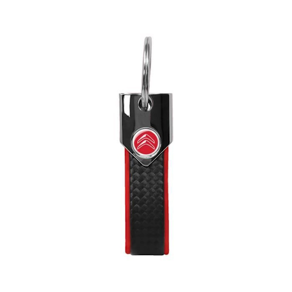 Officiell Citroën nyckelring i röd kolfiber, röd logotyp