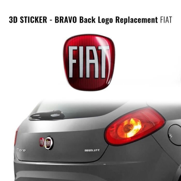 Fiat 3D Replacement Logo Sticker för Bravo, Rear