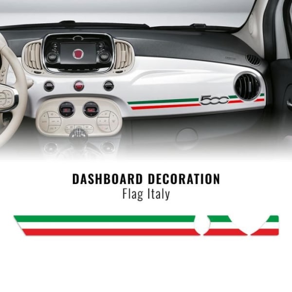 Stripes självhäftande remsor för instrumentbräda Fiat 500 Abarth, Italiens flagga