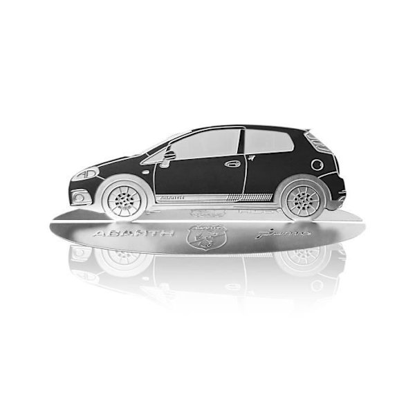 Punto Abarth graverad bilsiluettmodell i rostfritt stål