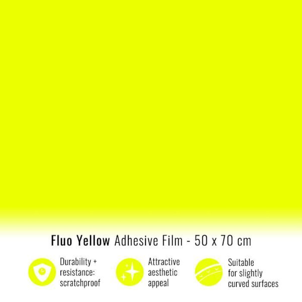 Filmadhesivinsv wrapping - Opecificeras inte - Neon Gul - 50 x 70 cm - Repeterad mot repor - Hög kvalitet