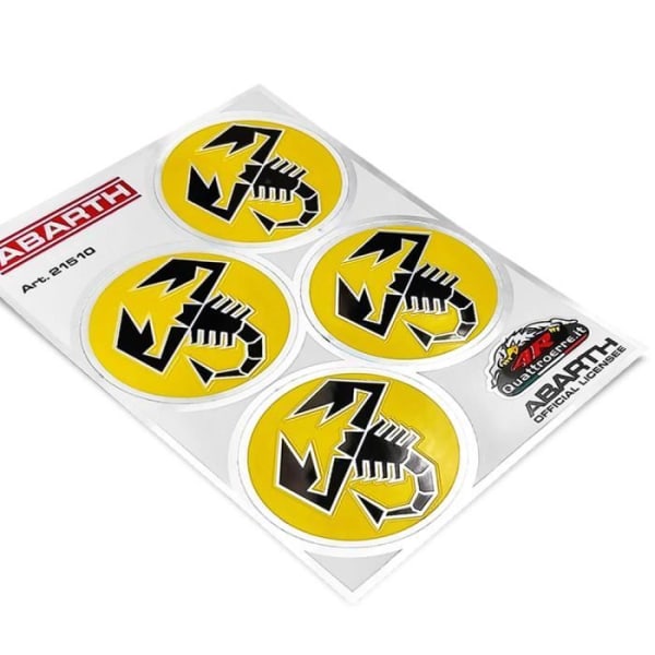 Autocollant - Abarth - Skorpioner - Gul - 4 elementer - 48 mm i diameter