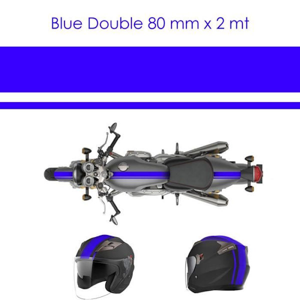 Racing selvklæbende tape til motorcykler, dobbelt, blå, 80 mm x 2 mt Blå