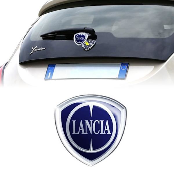 3D-klistermærke - Lancia - Ypsilon - Sort - 71 x 73 mm - Officielt Made in Italy Produkt