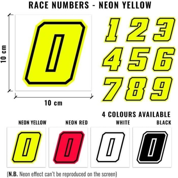 Autocollant - GP - Nummer 0 - Fluorescentgul - Højde 10 cm - Høj modstand