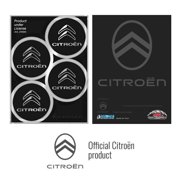 Officielle Citroën Hubcap Stickers 4 Logoer 48 mm, Sort