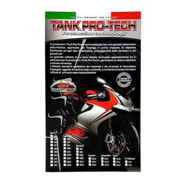 3D självhäftande skydd för motorcykel Superbike Tank, svart, 12,5 x 22 cm