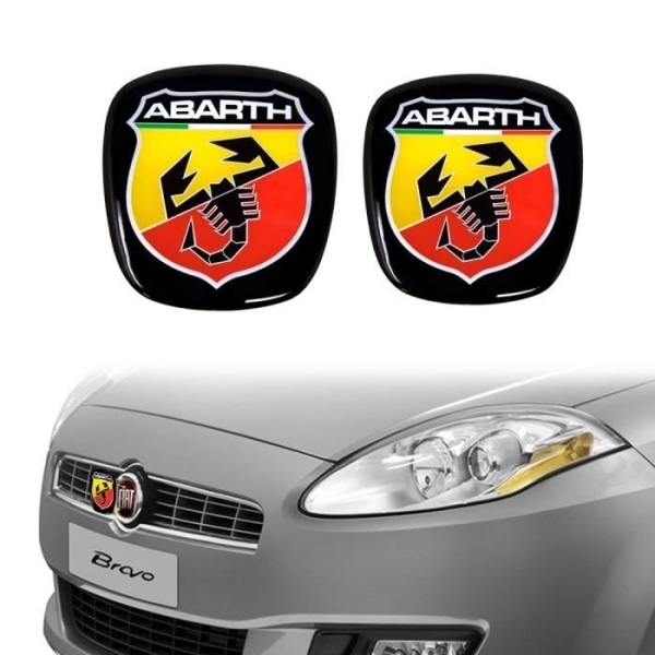 3D Abarth officiella ersättningslogodekal för Fiat Bravo, fram + bak