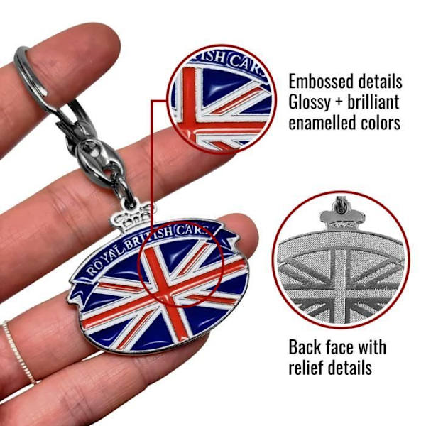 Nøglekæde - Royal British - Metal - 45 mm - Sort - Bil