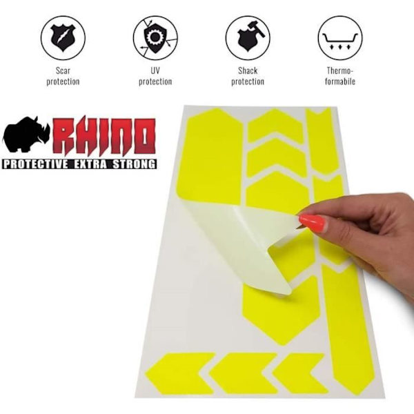 Autoklistret - Rhino - Cykelramsskydd MTB - Fluorescerande Gul - 35 x 17,5 cm - Repellerande Fluorescerande gul