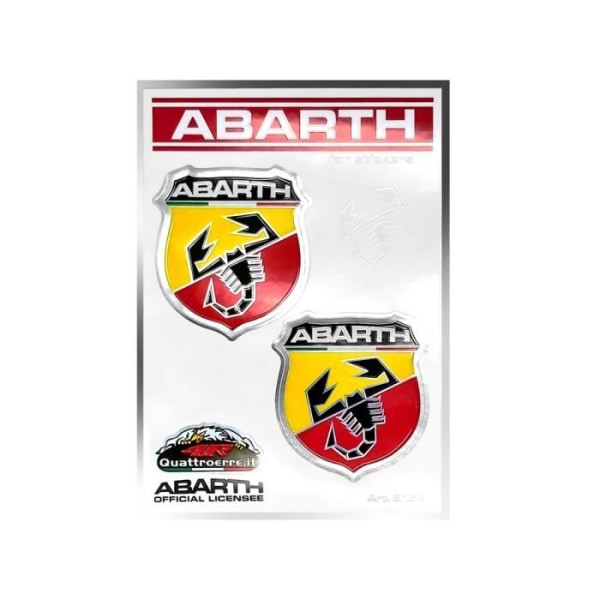 Officiell Abarth-klistermärke, 2 logotypmärken, bord 94 x 131 mm