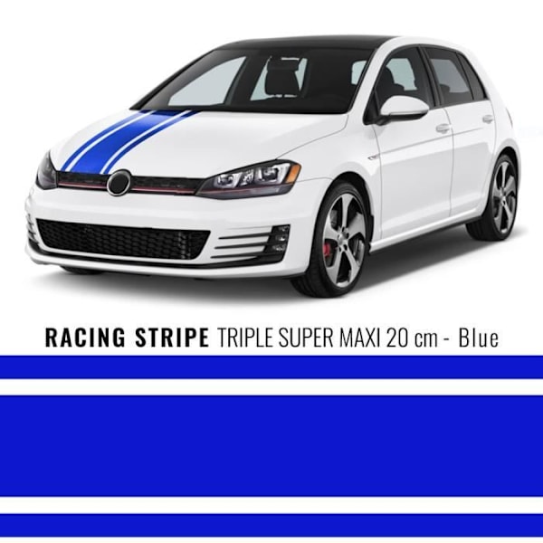 Tape - Stripes - 20 cm x 5 mt - Blå - Vejrbestandighed - Bilpersonalisering