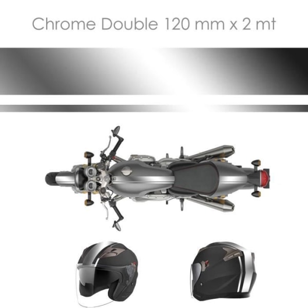 Racing Tejp för motorcyklar, dubbel, krom, 120 mm x 2 mt