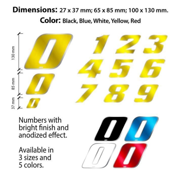 Sticker Number 7 Adhesive Number Motorcykel, Vit Krom, Liten 65 x 85 mm