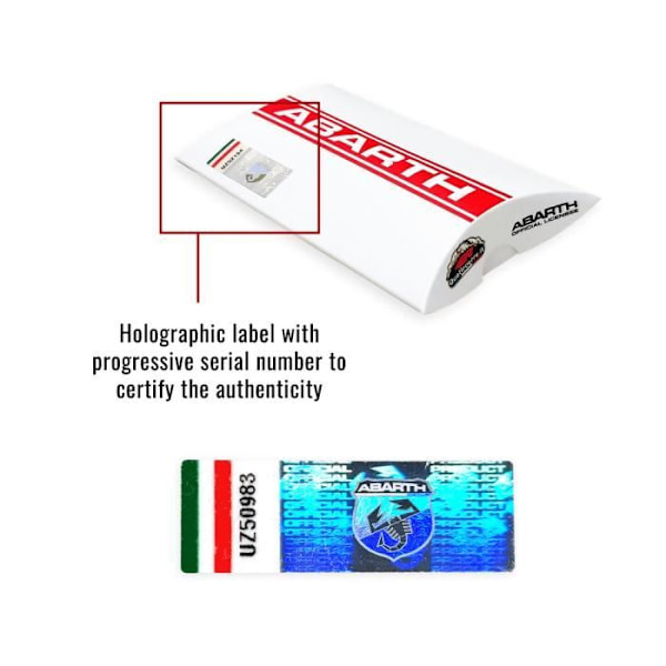 Nyckelring - Abarth - Officiell - Röd - 3D-logotyp - Holografisk etikett Röd