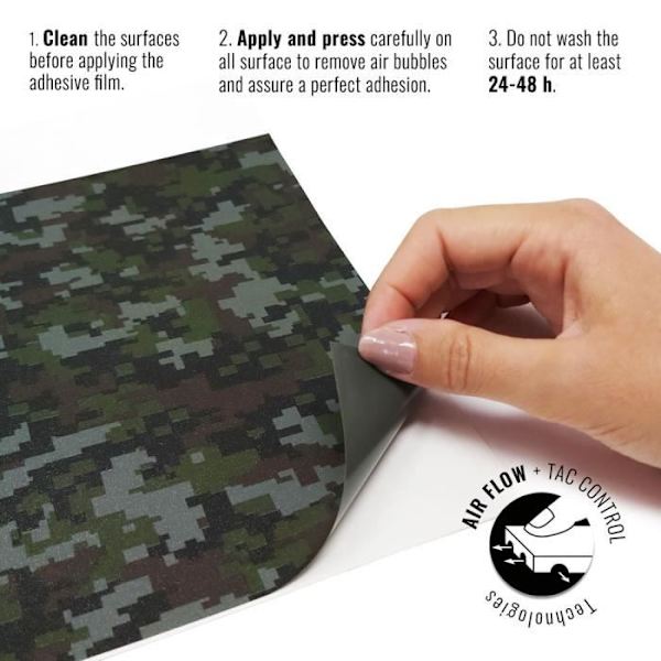 Film Adhesiv Inpackning - Kamouflage Pixel - 50 x 70 cm - Repellering mot repor - Lätt att applicera