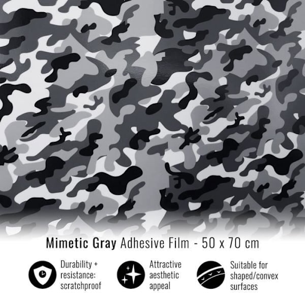 Film Adhésif Inpackning - 3M - Kamouflage Grå - 50 x 70 cm - Repellerande mot repor - Multifunktionell Grå