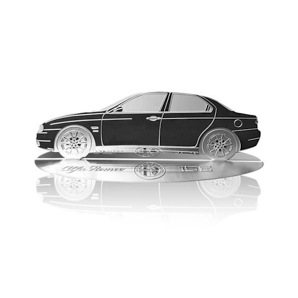Dekorationsobjekt - Alfa Romeo - 156 - Graverad siluett - Rostfritt stål - Transparent vitrinskåp